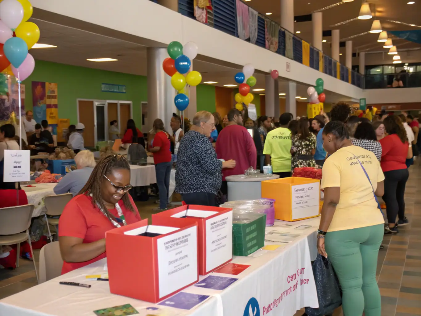 A photo of volunteers and participants at a fundraising event for LES FRANGINS FALCETTA, highlighting the community's support for the organization's mission. The image should convey a sense of unity and purpose.