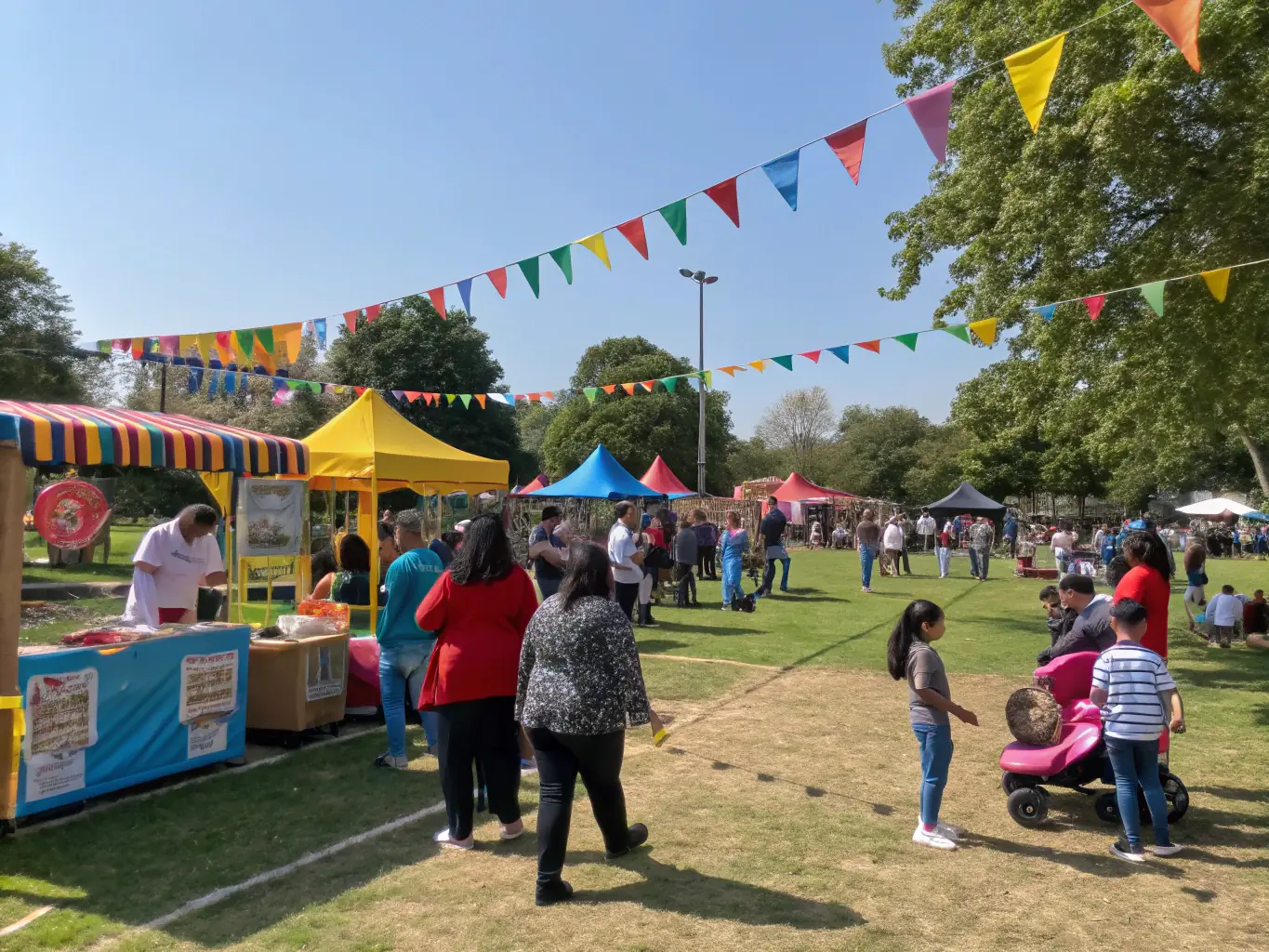 A photograph of a fundraising event organized by LES FRANGINS FALCETTA, showing participants enjoying various activities and contributing to the cause. The image highlights the community support and engagement.